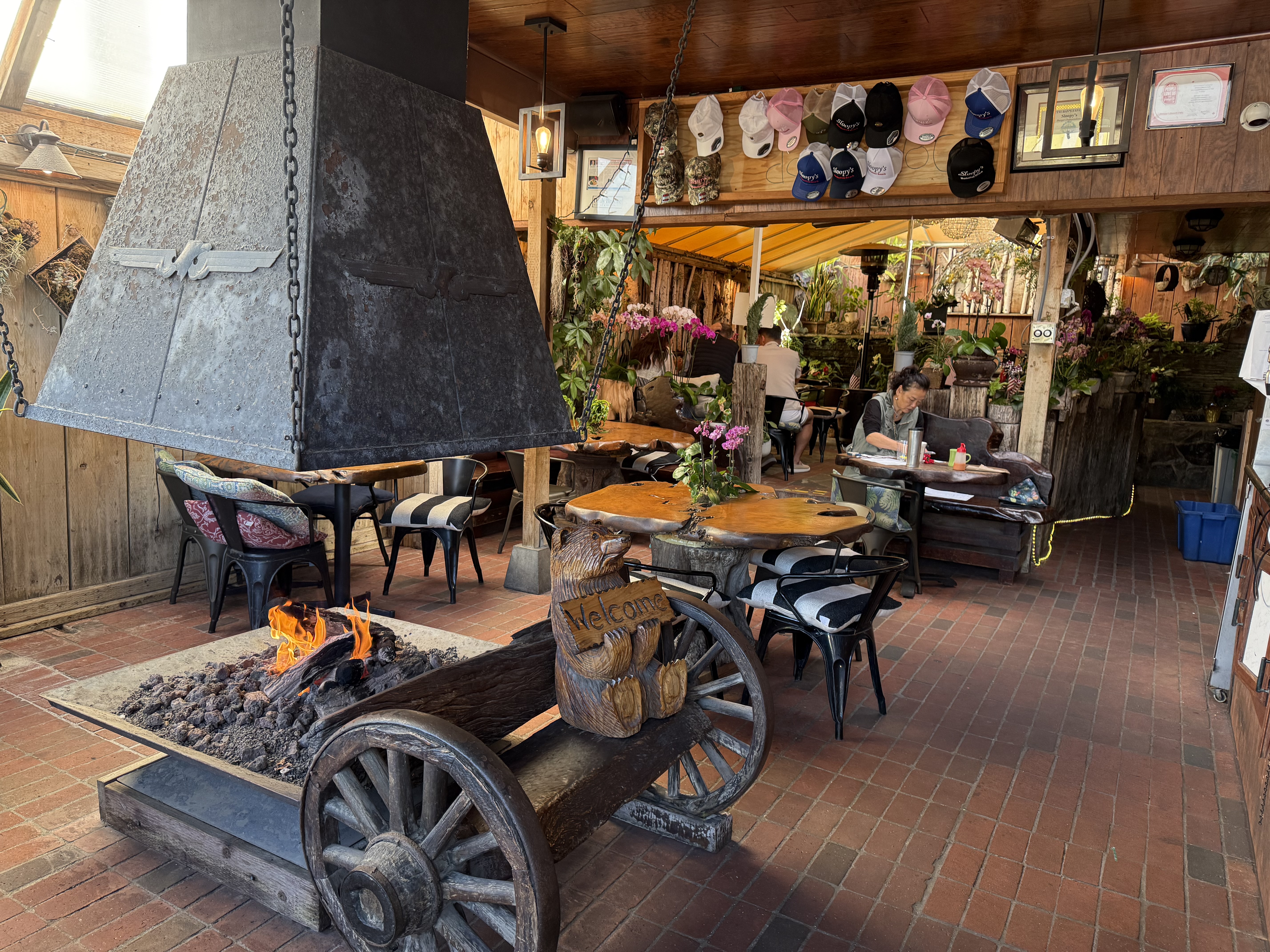 Inside Sloopy's garden dining area